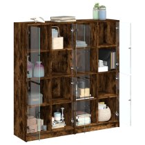 Penrith Wooden Bookcase With 16 Shelves In Smoked Oak