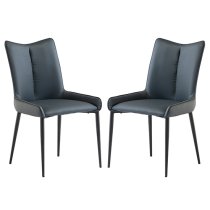 Malmo Teal Faux Leather Dining Chairs With Black Legs In Pair