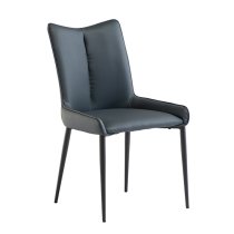 Malmo Teal Faux Leather Dining Chairs With Black Legs In Pair