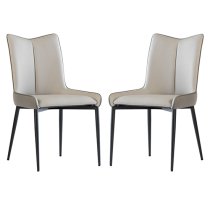 Newark Grey And Light Grey Faux Leather Dining Chairs In Pair