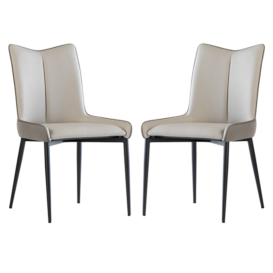 Newark Grey And Light Grey Faux Leather Dining Chairs In Pair