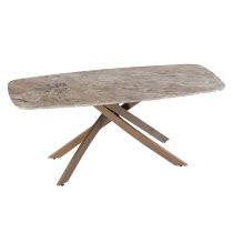 Ferris Marble Coffee Table in Brown With Brass Legs