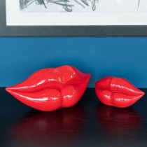 Alton Resin Lips Sculpture Small In Red