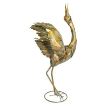 Carlton Iron Crane Sculpture In Rustic gold