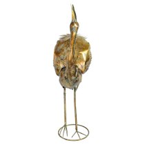 Carlton Iron Crane Sculpture In Rustic gold