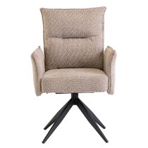 Paxton Swivel Boucle Fabric Dining Chair In Oyster