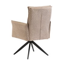 Paxton Swivel Boucle Fabric Dining Chair In Oyster