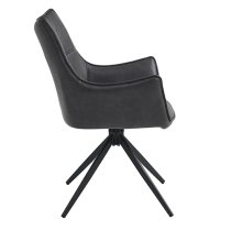 Vernon Faux Leather Dining Armchair In Charcoal With Black Legs