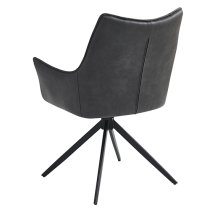 Vernon Faux Leather Dining Armchair In Charcoal With Black Legs