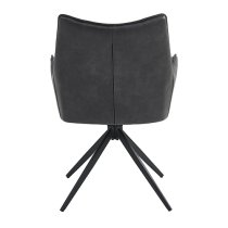 Vernon Faux Leather Dining Armchair In Charcoal With Black Legs