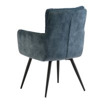 Lewes Velvet Dining Armchair In Blue Corduroy