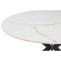 Terrell Round High Gloss Sintered Stone Dining Table In White