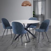 Terrell Round High Gloss Sintered Stone Dining Table In White