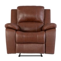 Parker Faux Leather Electric Recliner Armchair In Dark Tan