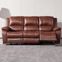 Parker Faux Leather Electric Recliner 3 Seater Sofa In Dark Tan