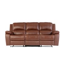 Parker Faux Leather Electric Recliner 3 Seater Sofa In Dark Tan