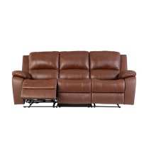 Parker Faux Leather Electric Recliner 3 Seater Sofa In Dark Tan