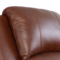 Parker Faux Leather Electric Recliner 3 Seater Sofa In Dark Tan