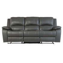 Parker Faux Leather Electric Recliner 3 Seater Sofa In Grey