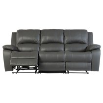 Parker Faux Leather Electric Recliner 3 Seater Sofa In Grey