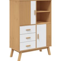 Matlock Wooden Highboard With 3 Drawers In White And Brown