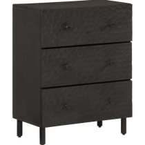 Purbeck Mango Wood Chest Of 3 Drawers In Black