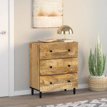 Purbeck Mango Wood Chest Of 3 Drawers In Natural