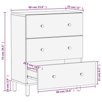 Purbeck Mango Wood Chest Of 3 Drawers In Natural