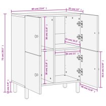 Rother Acacia Wood Storage Cabinet With 4 Doors In Natural