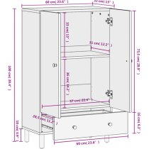 Ealing Mango Wood Highboard With 2 Doors In Natural