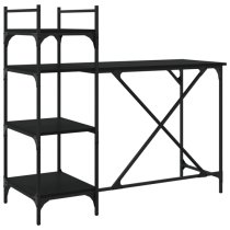 Chiltern Wooden Laptop Desk With 4 Shelves In Black