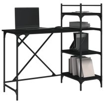 Chiltern Wooden Laptop Desk With 4 Shelves In Black