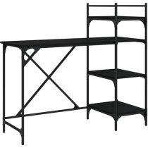 Chiltern Wooden Laptop Desk With 4 Shelves In Black