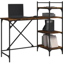 Chiltern Wooden Laptop Desk With 4 Shelves In Smoked Oak