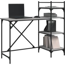 Chiltern Wooden Laptop Desk With 4 Shelves In Grey Sonoma