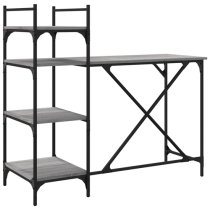 Chiltern Wooden Laptop Desk With 4 Shelves In Grey Sonoma