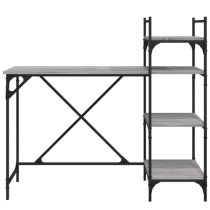 Chiltern Wooden Laptop Desk With 4 Shelves In Grey Sonoma