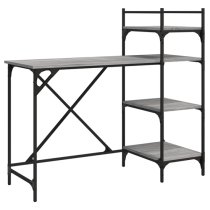 Chiltern Wooden Laptop Desk With 4 Shelves In Grey Sonoma