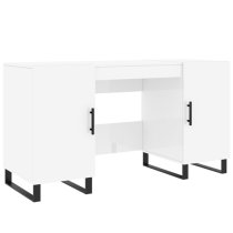 Fenland High Gloss Laptop Desk With 2 Doors In White