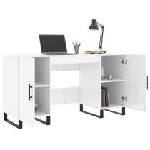 Fenland High Gloss Laptop Desk With 2 Doors In White