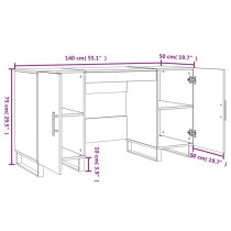 Fenland High Gloss Laptop Desk With 2 Doors In White