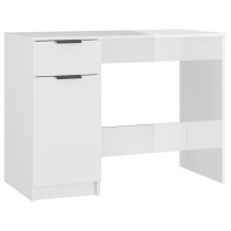 Dunstable High Gloss Laptop Desk 1 Door 1 Drawer In White