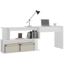 Fowey High Gloss Laptop Corner Desktop In White