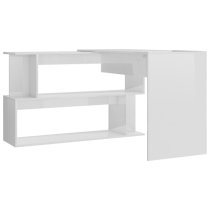 Fowey High Gloss Laptop Corner Desktop In White