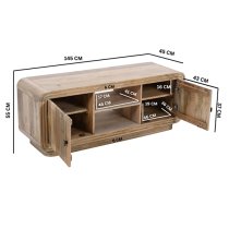 Hailey Carved Mango Wood TV Stand With 2 Doors In Natural Oak