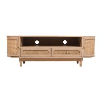 Venice Cane And Mango Wood TV Stand 2 Doors 2 Drawers In Natural