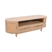 Venice Cane And Mango Wood TV Stand 2 Doors 2 Drawers In Natural