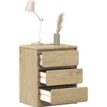 Newport Wooden Bedside Cabinet With 3 Drawers In Oak