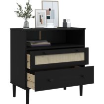 Fenland Wooden Storage Cabinet With 2 Drawers In Black