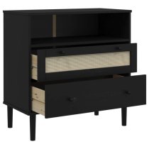 Fenland Wooden Storage Cabinet With 2 Drawers In Black